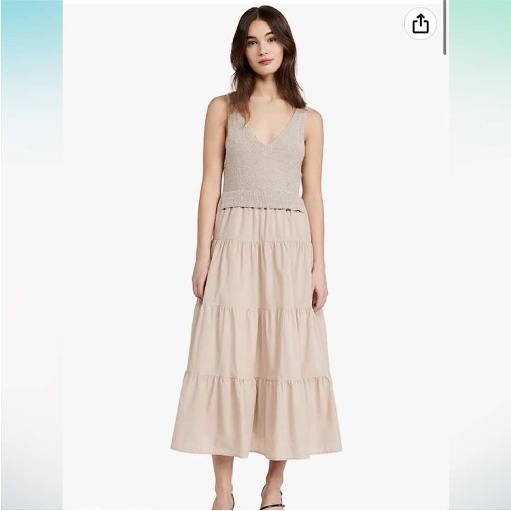 Versona Cream Tiered Midi Skirt Size S 100% Cottow